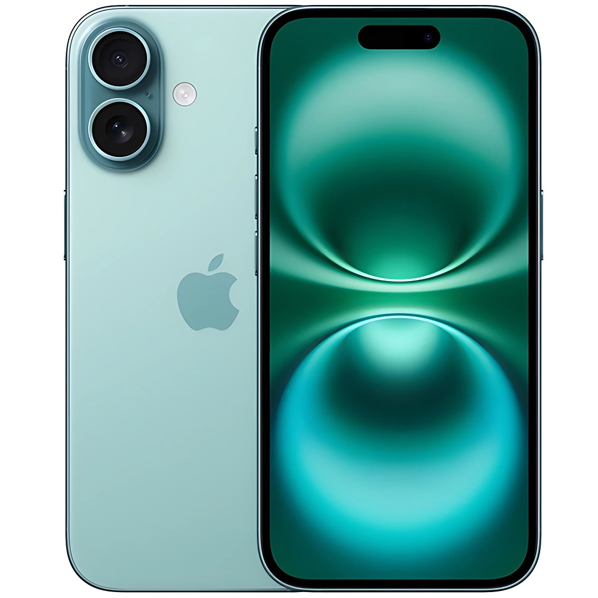 iPhone 16 128GB en color verde azulado con caja abierta